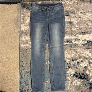 NY Collection Blue Skinny Jeans with Fading